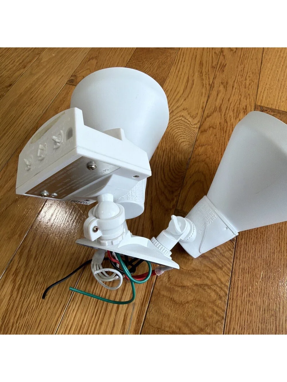 5416 Motion Sensor Security Flood Light Dual Head Outdoor White 120V 240W